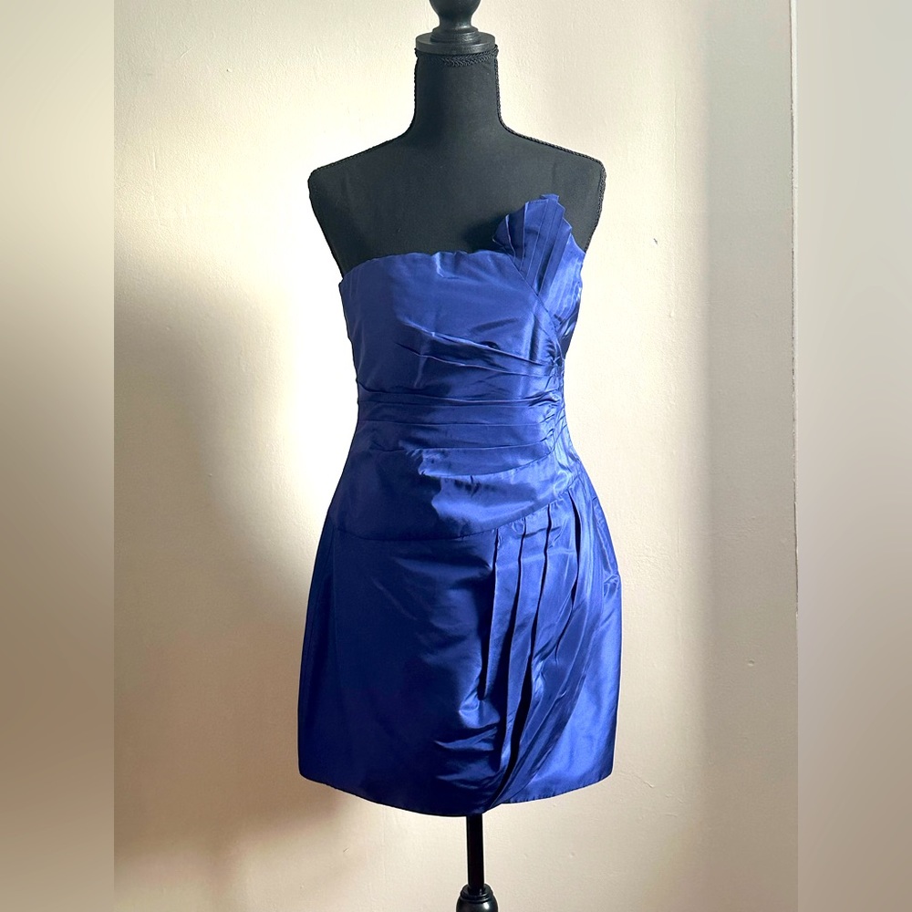 Catherine Malandrino Ruched Mini Strapless Navy Dress